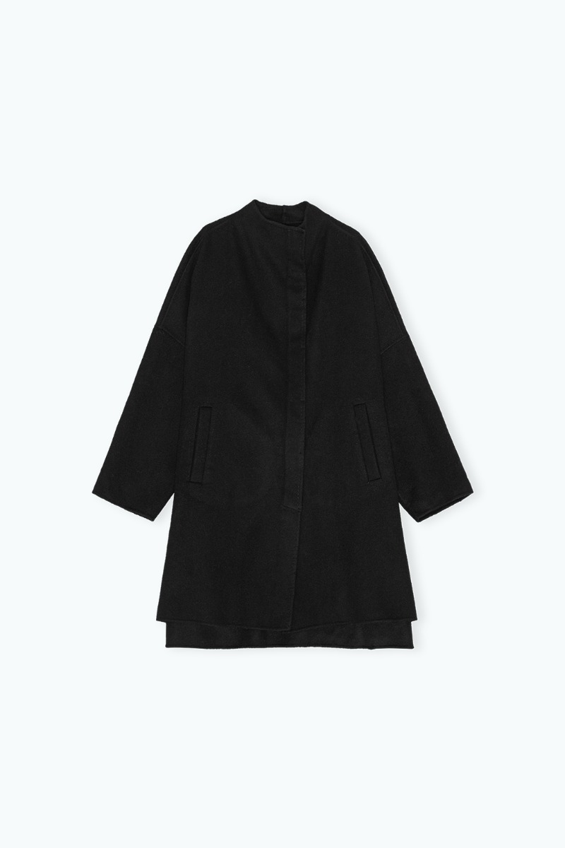 Remain Birger Christensen Drapy Wool Coat Black