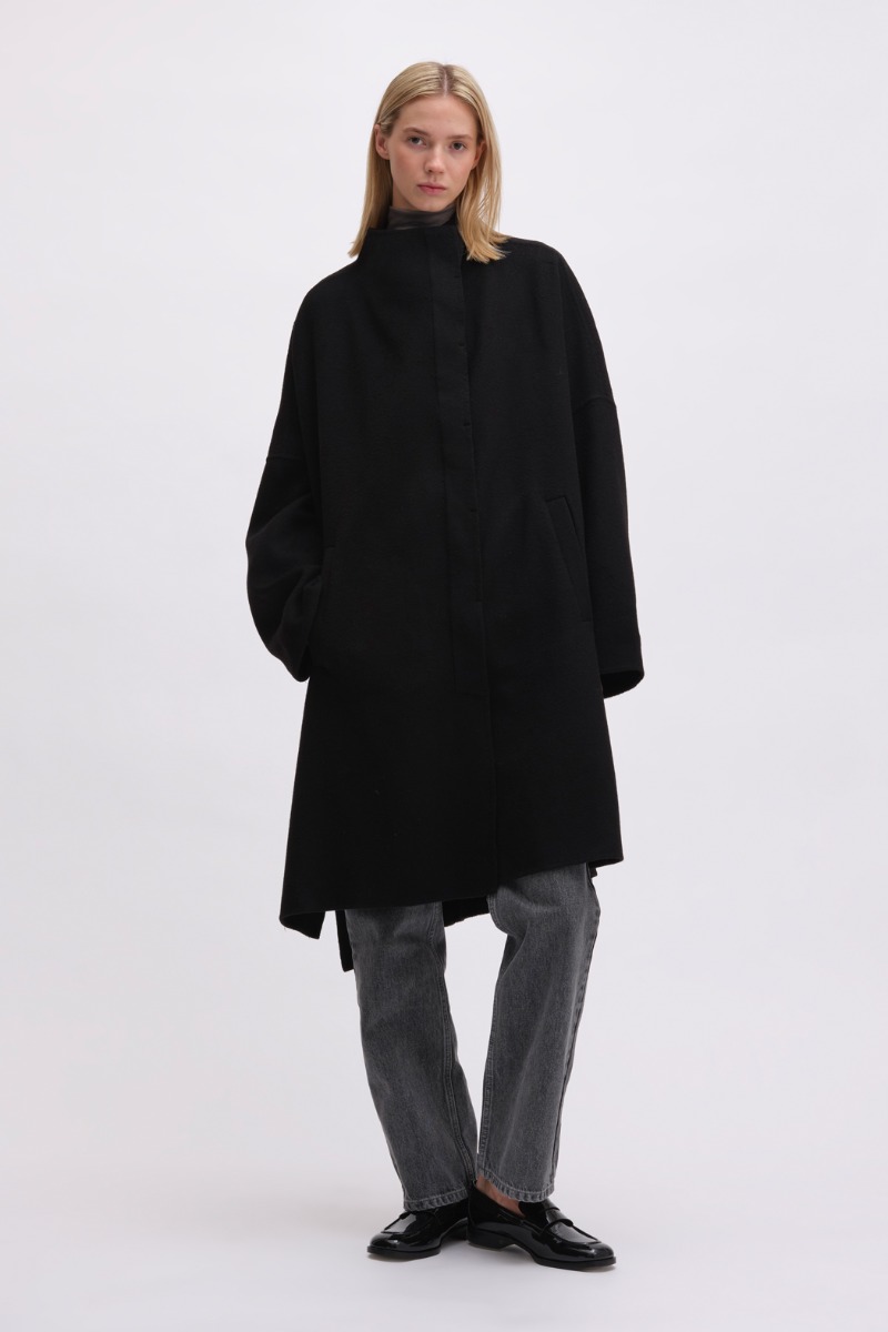 remain birger christensen Drapy Wool Coat Black
