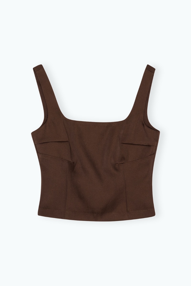 Remain Birger Christensen Fitted Top Dark Brown
