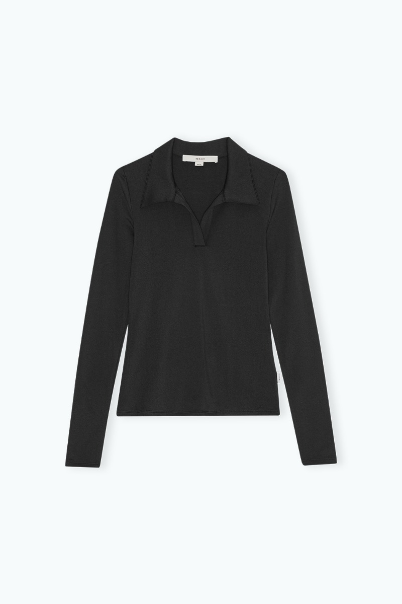Remain Birger Christensen Jersey Polo Top Black