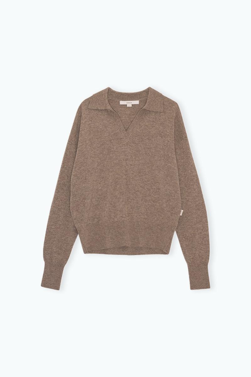 Remain Birger Christensen Knit Polo Sweater Brown