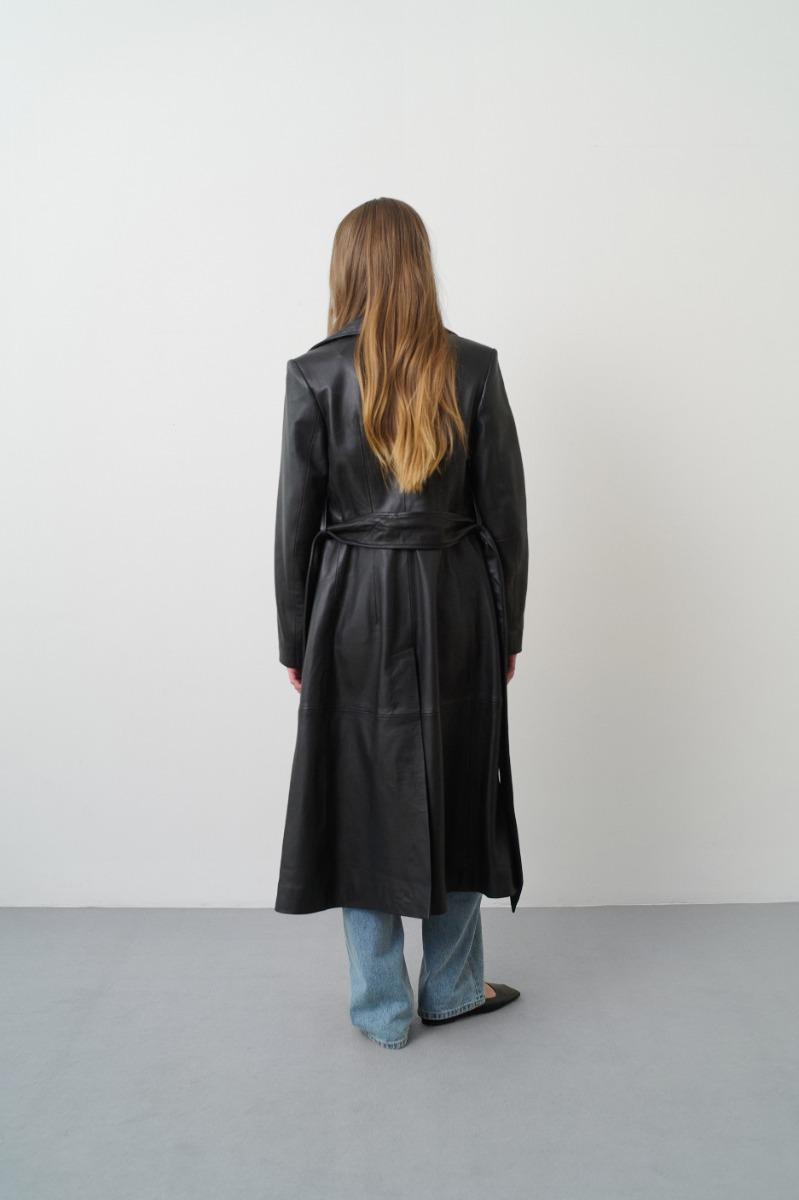 Remain Birger Christensen Leather Trenchcoat Black