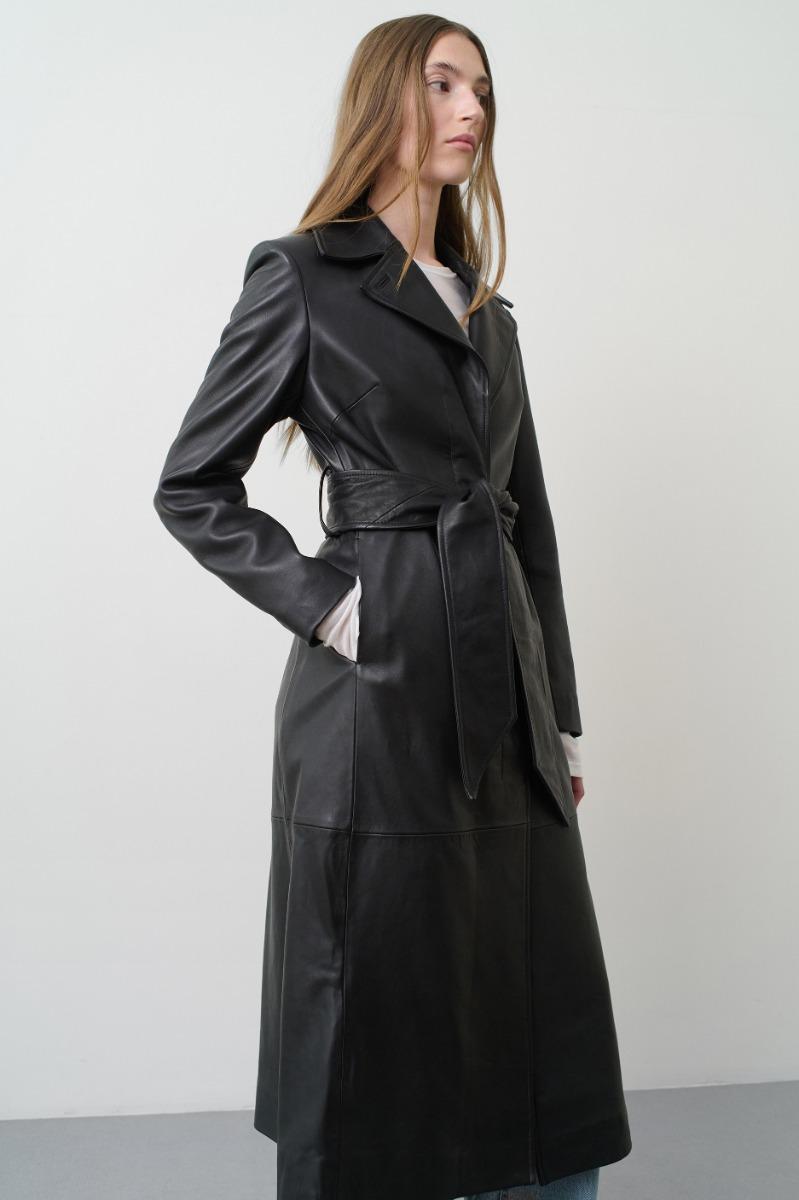 Remain Birger Christensen Leather Trenchcoat Black