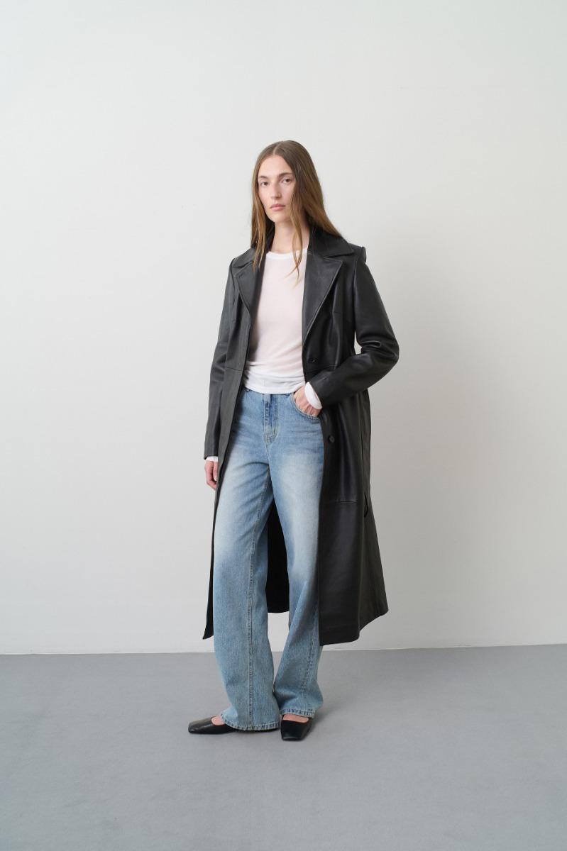 remain birger christensen Leather Trenchcoat Black