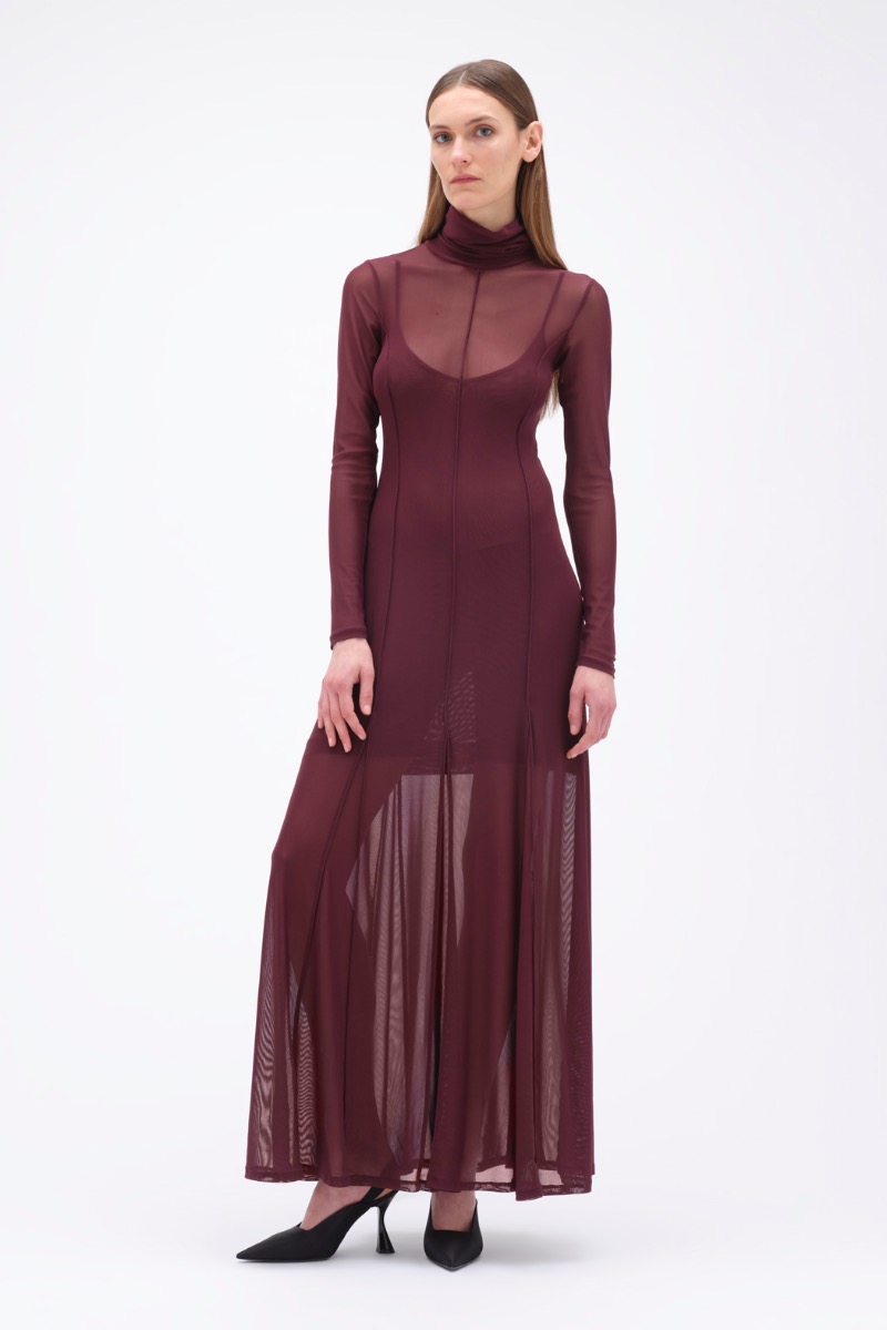 remain birger christensen Maxi Mesh Dress Bordeaux