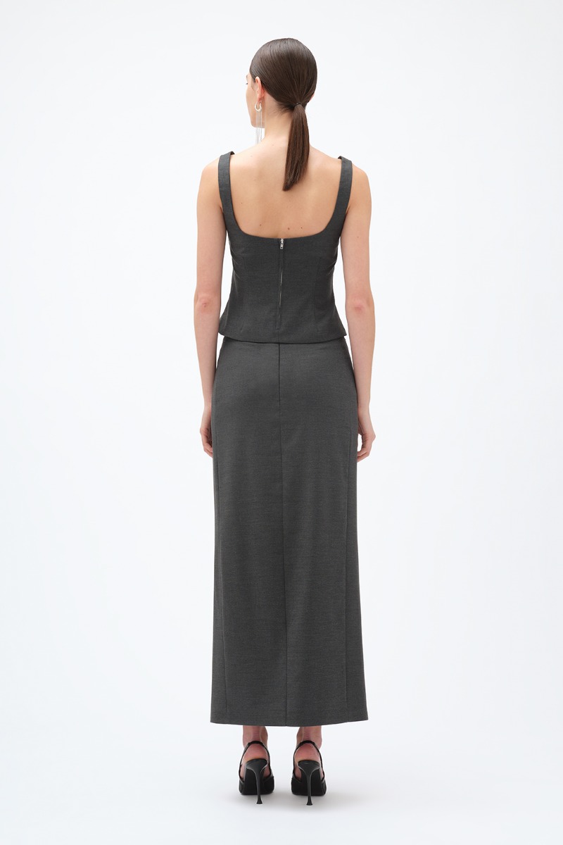 Remain Birger Christensen Midi Pencil Skirt Grey