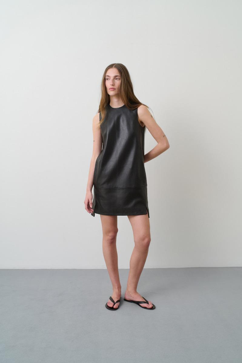 remain birger christensen Mini Leather Dress Black
