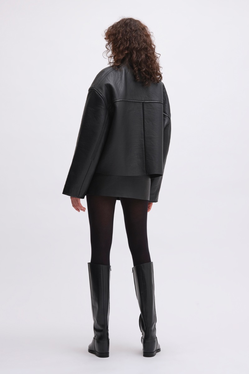Remain Birger Christensen Mini Leather Skirt Black