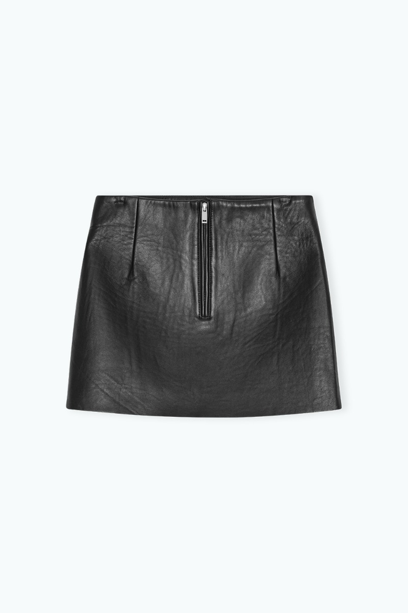 Remain Birger Christensen Mini Leather Skirt Black