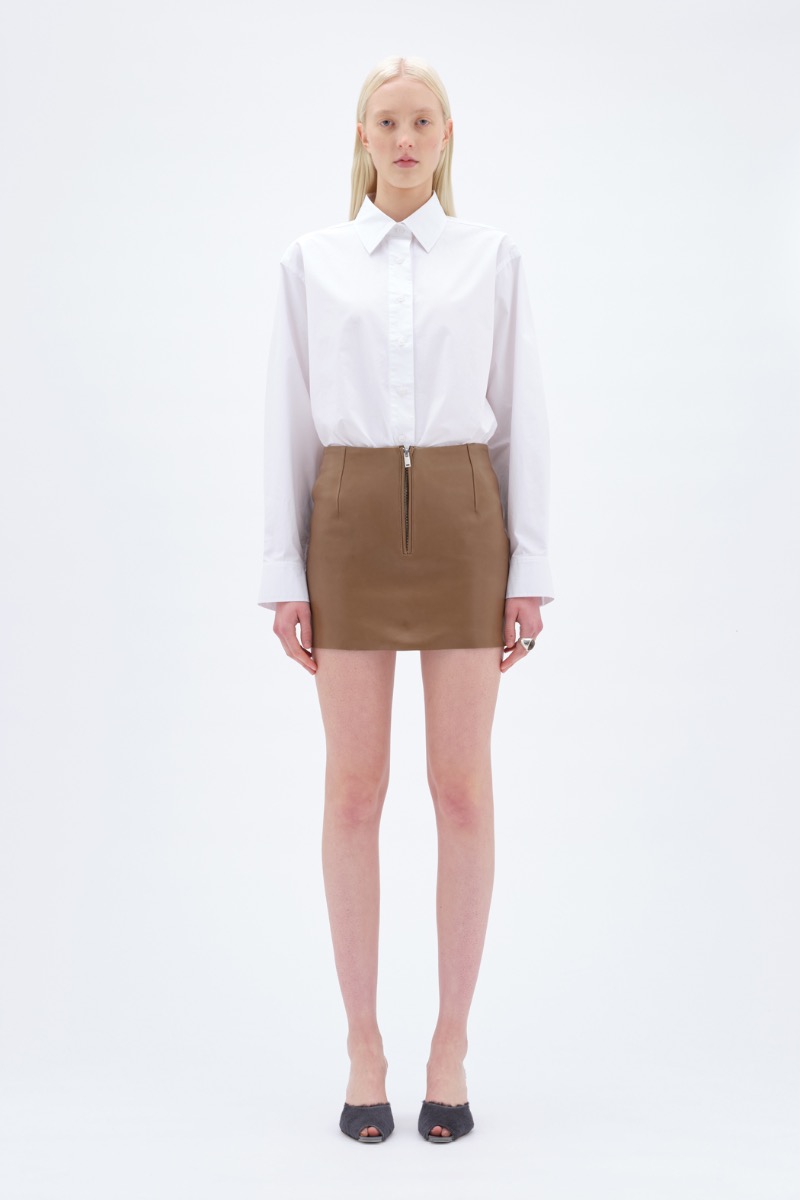 remain birger christensen Mini Leather Skirt Brown