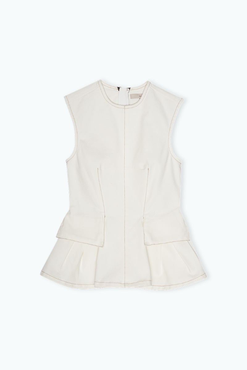 Remain Birger Christensen Peplum Denim Top Creme