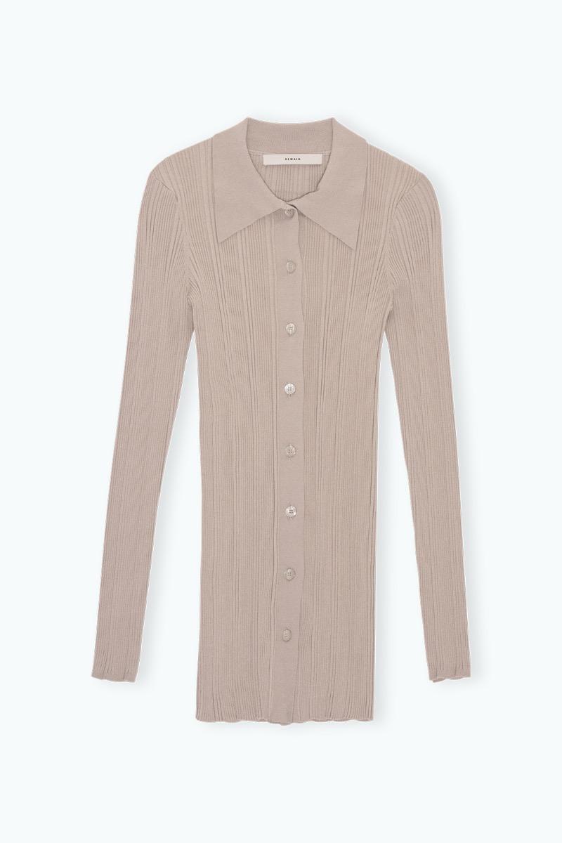 Remain Birger Christensen Rib Knit Cardigan Beige