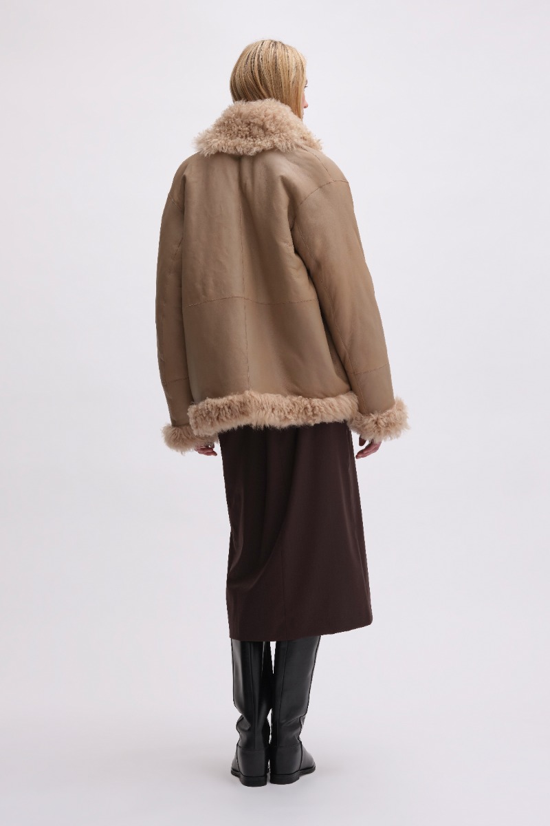 Remain Birger Christensen Shearling Jacket Beige