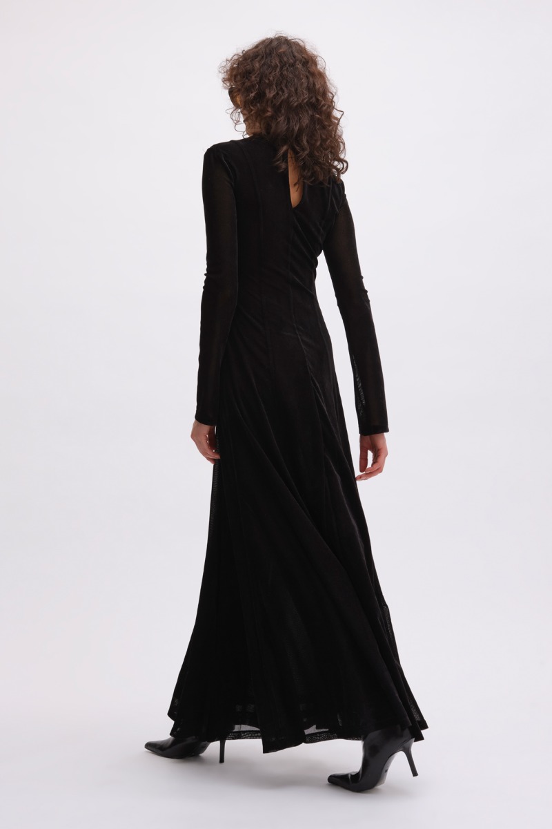 Remain Birger Christensen Velvet Mesh Dress Black