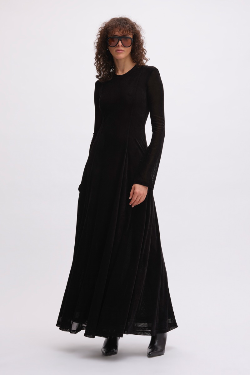 remain birger christensen Velvet Mesh Dress Black
