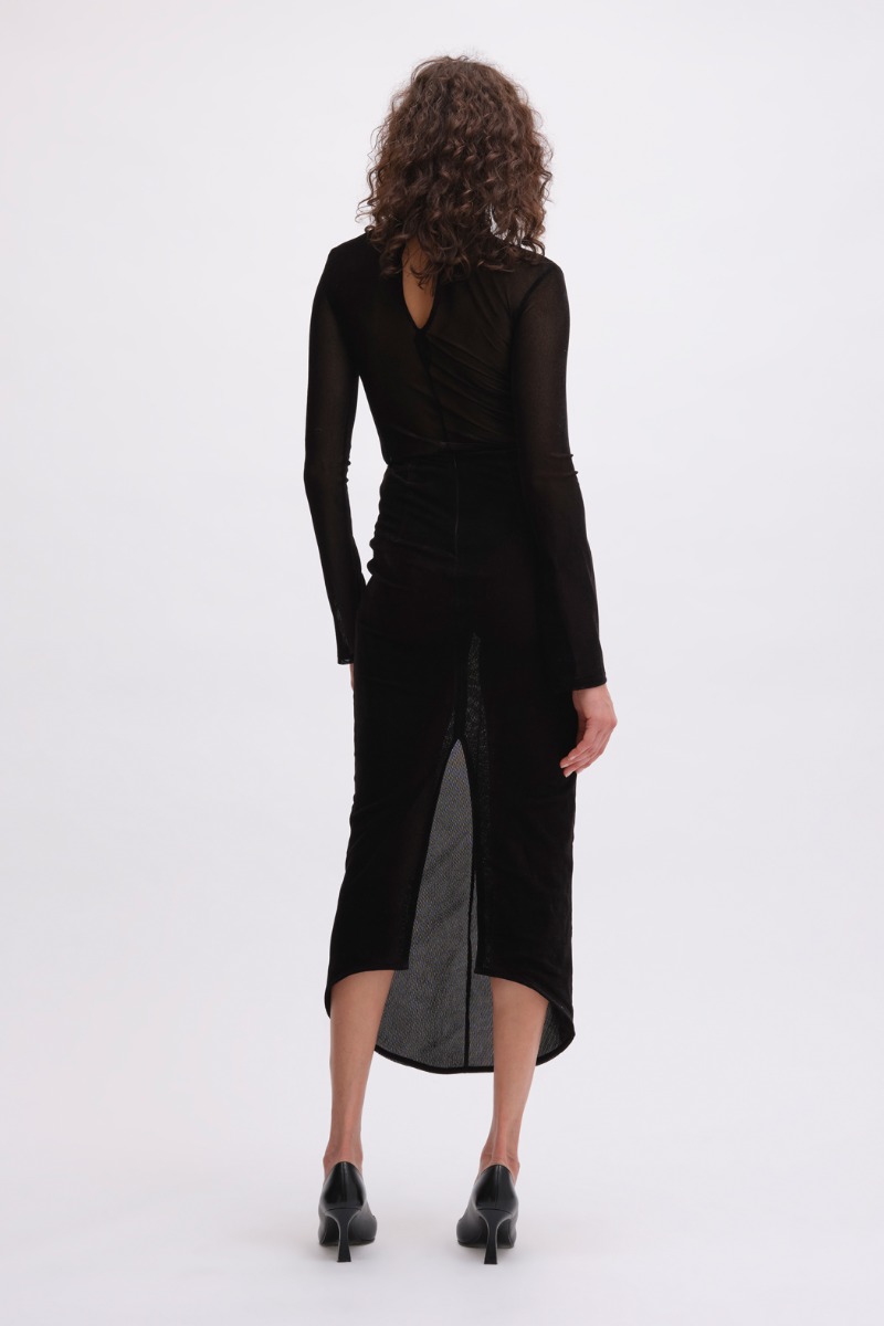 Remain Birger Christensen Velvet Mesh Skirt Black