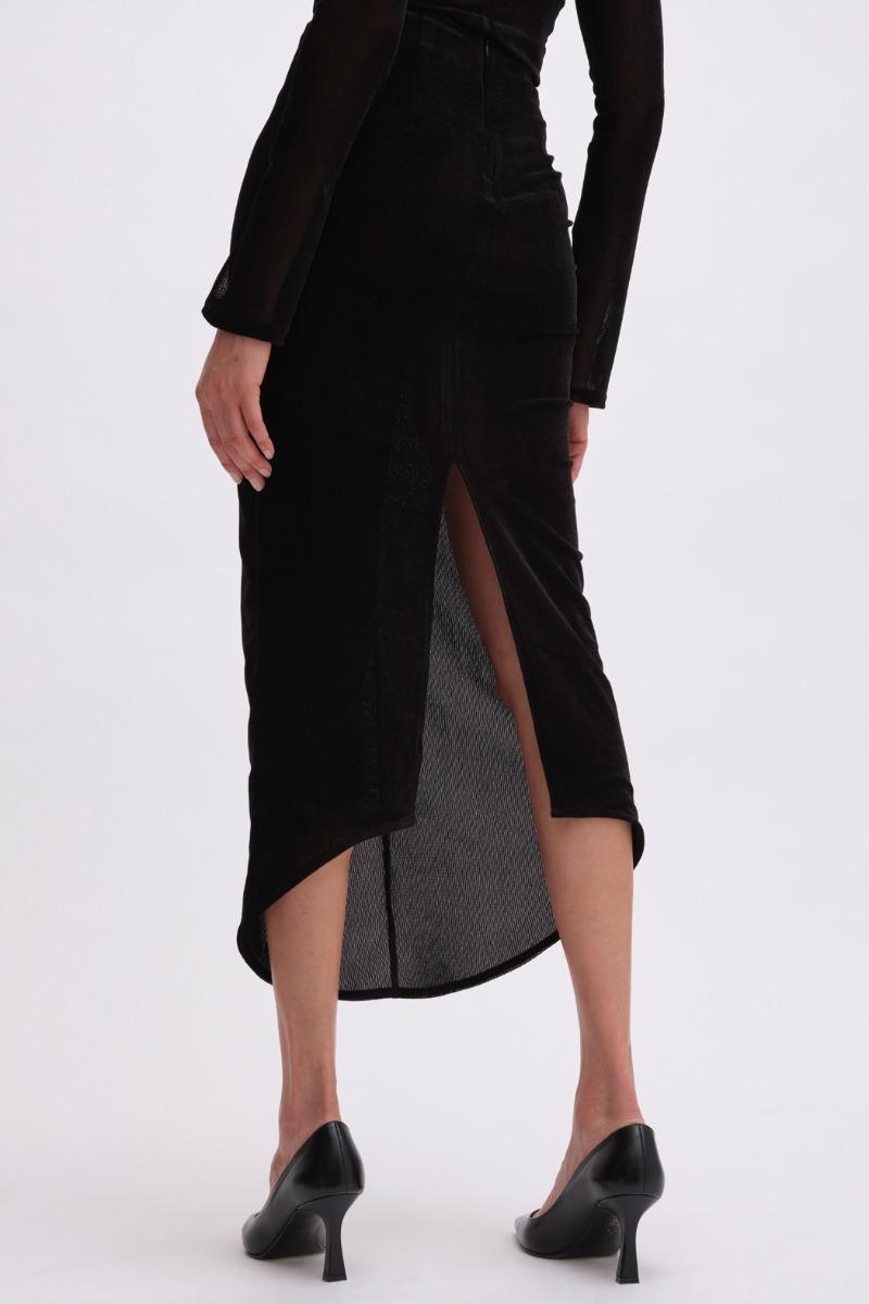 Remain Birger Christensen Velvet Mesh Skirt Black