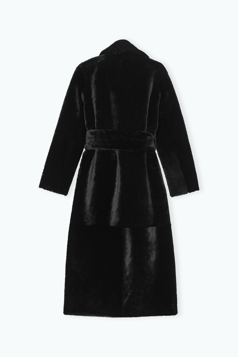 Remain Birger Christensen Reversible Belted Soft Shearling Coat