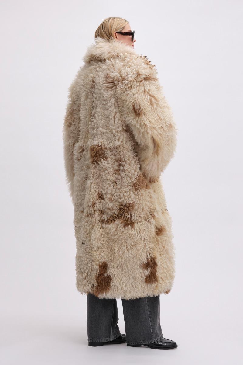 Remain Birger Christensen Reversible Long Hair Shealring Coat Beige