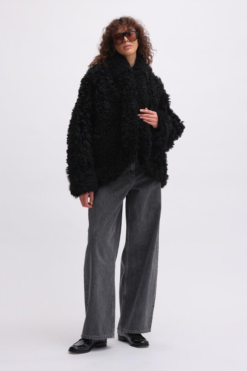 remain birger christensen Reversible Shearling Jacket Black