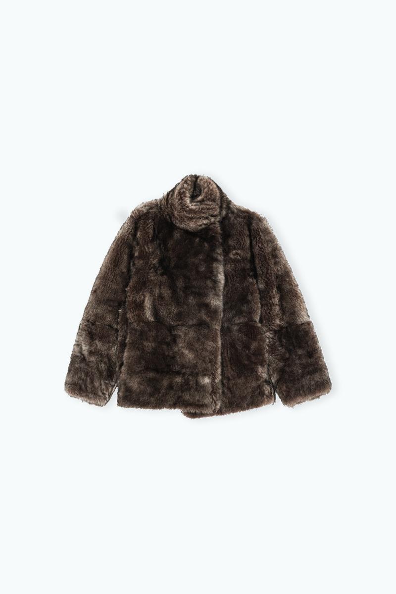 Remain Birger Christensen Shearling Jacket Dark Brown
