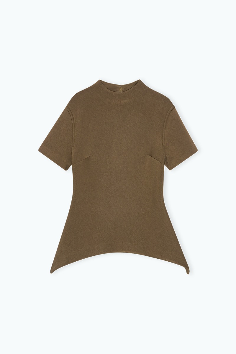 Remain Birger Christensen Short Sleeve Scuba Top Brown