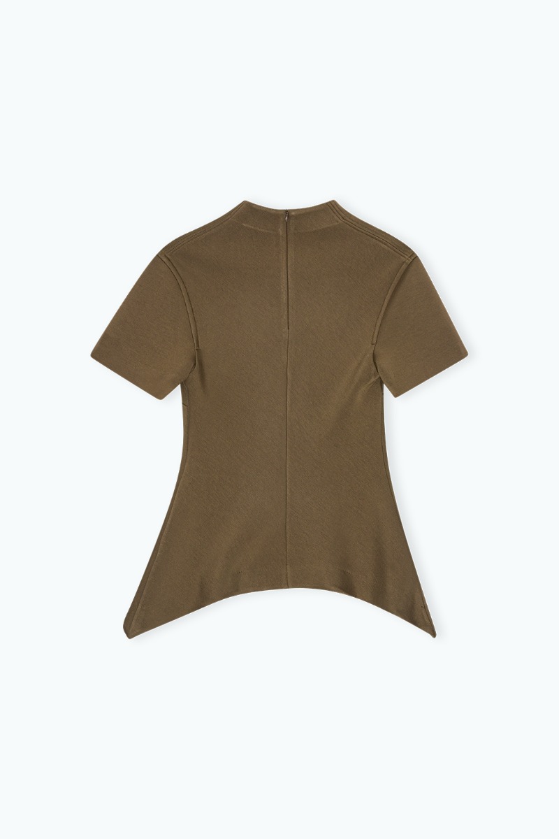 Remain Birger Christensen Short Sleeve Scuba Top Brown