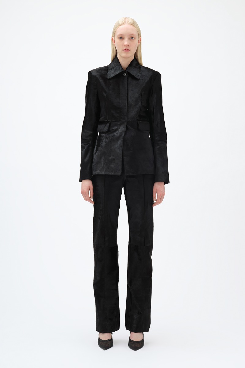 remain birger christensen Slim Leather Blazer Black