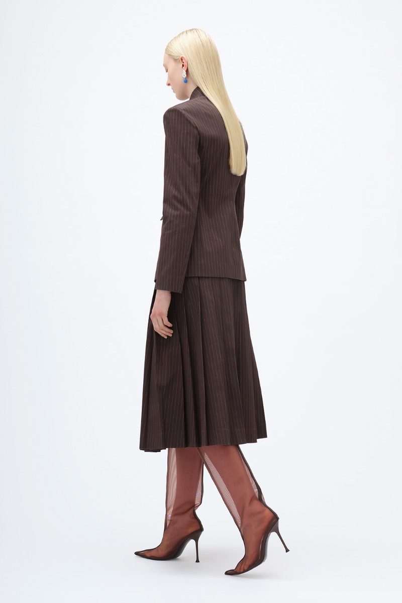 Remain Birger Christensen Slim Striped Blazer Brown