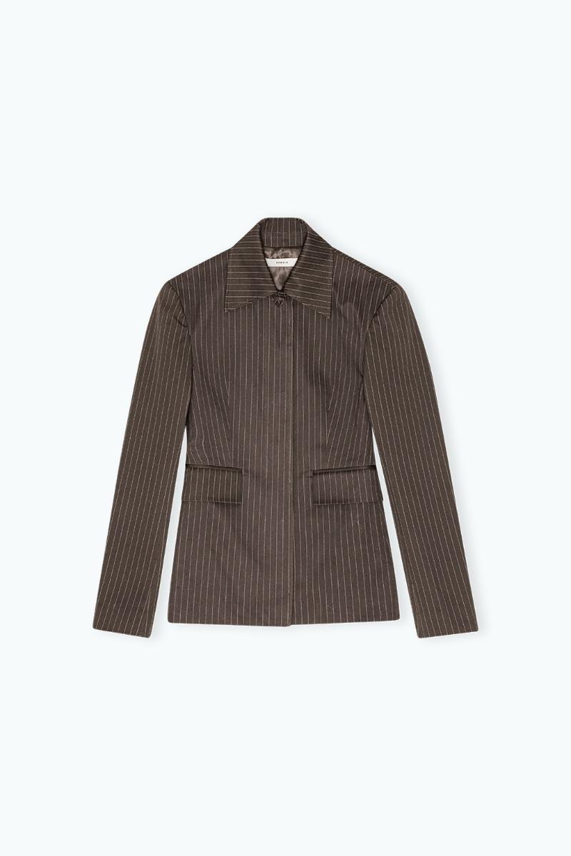 Remain Birger Christensen Slim Striped Blazer Brown