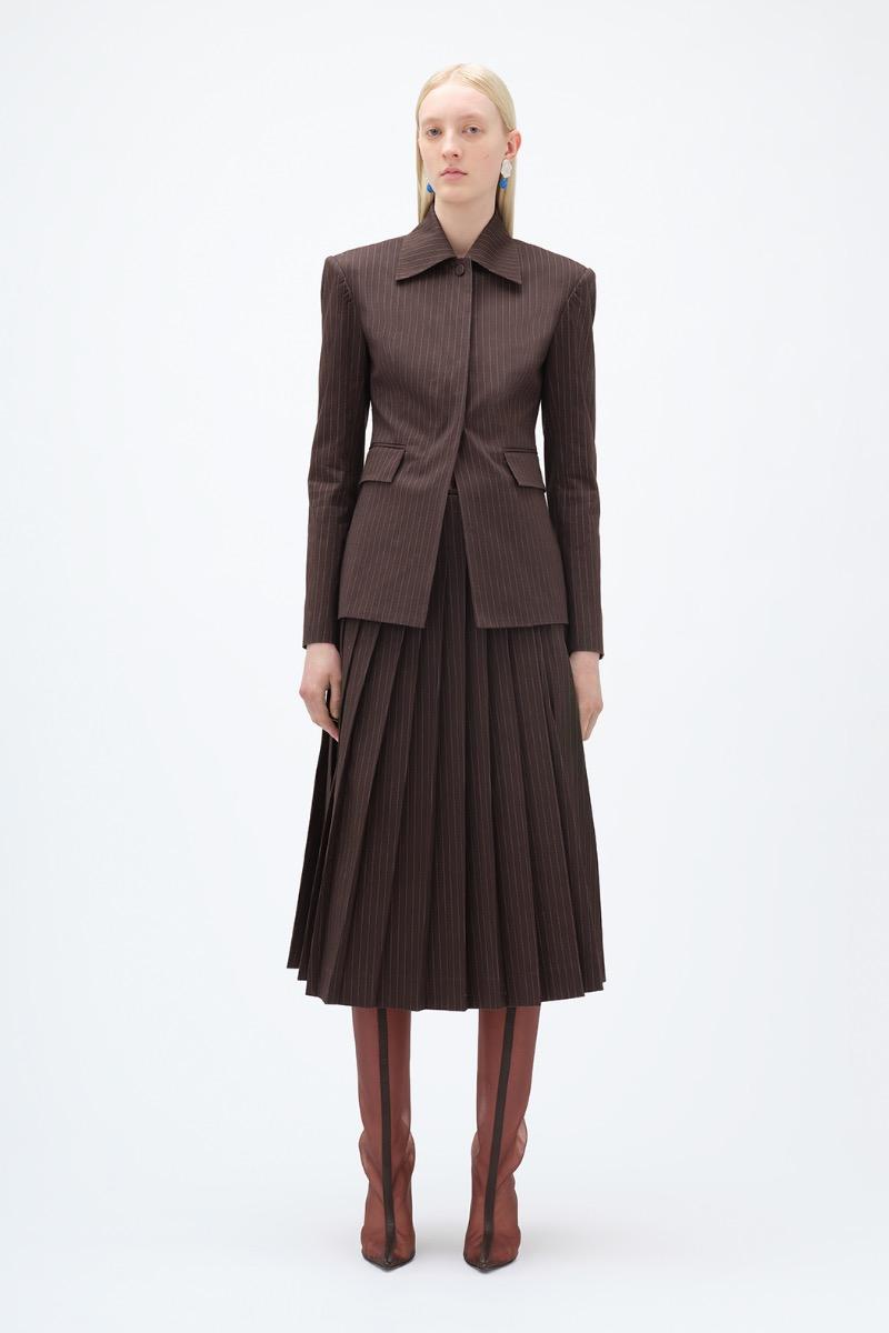 remain birger christensen Slim Striped Blazer Brown