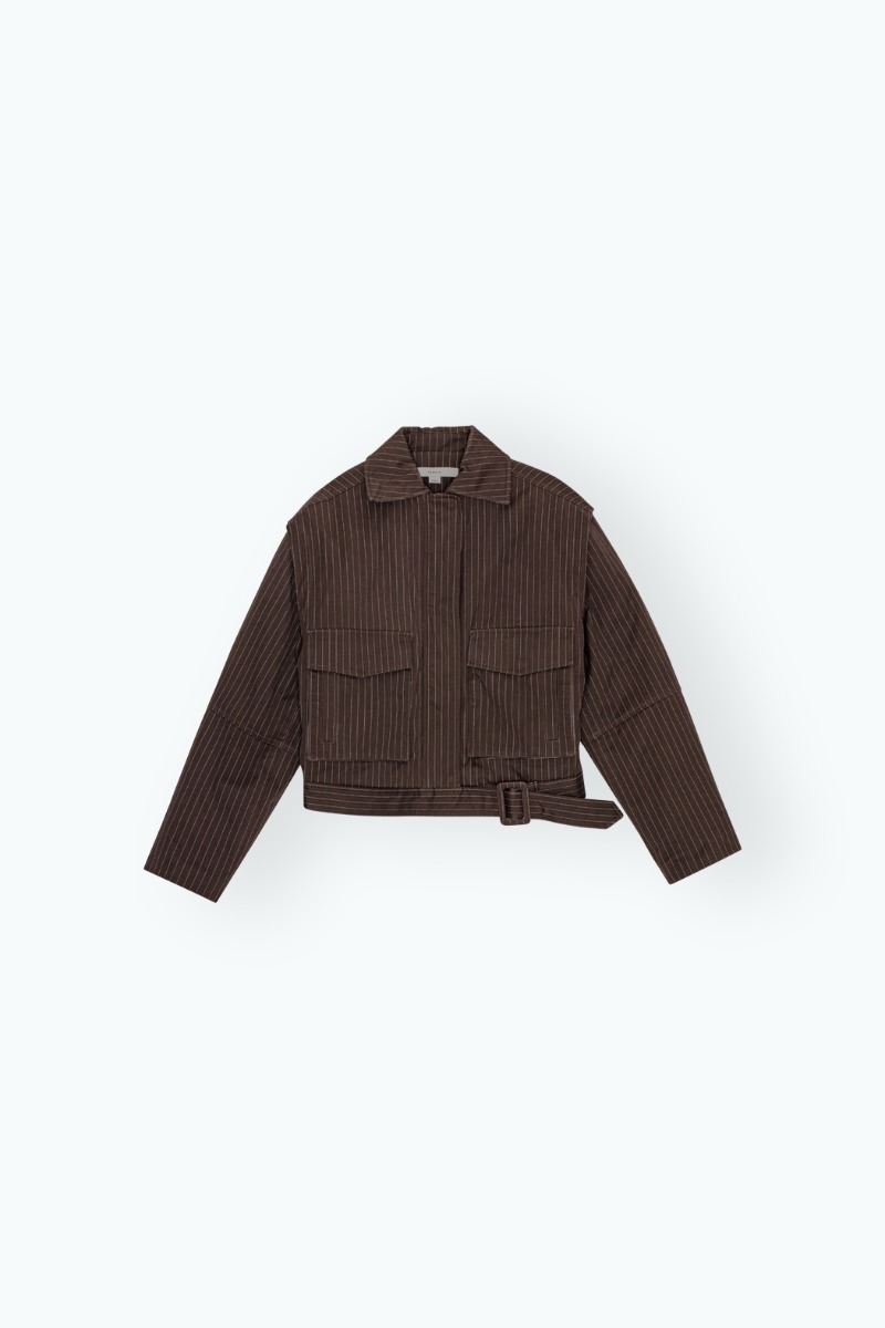 Remain Birger Christensen Striped Bomber Jacket Brown