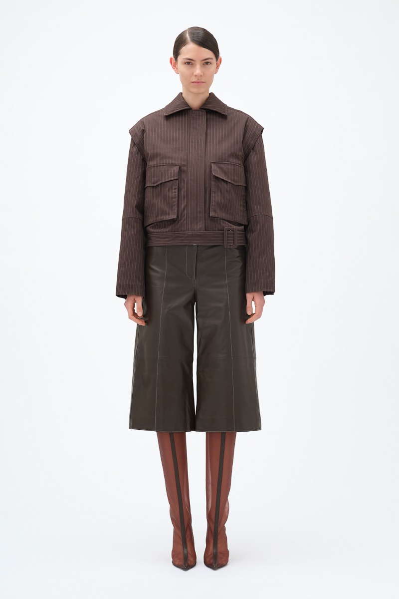 remain birger christensen Striped Bomber Jacket Brown