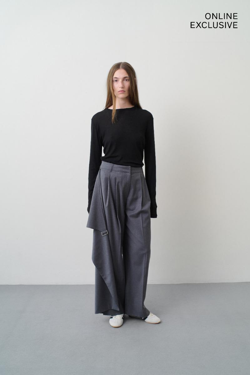 Remain Birger Christensen Wrap Front Suit Pants Dark Grey Melange