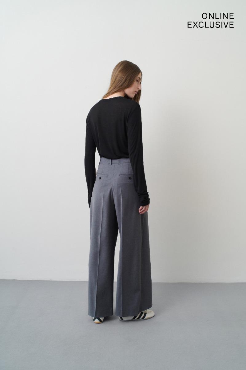 Remain Birger Christensen Wrap Front Suit Pants Dark Grey Melange