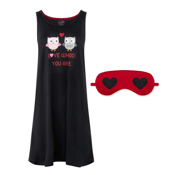 Rene Rofe Butter Soft Chemise Sleep Gown With Eye Mask