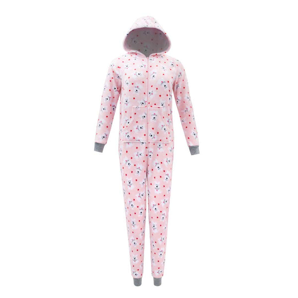 Rene Rofe Hooded Plush Pajama Jumpsuit (Zip Up Onesie)