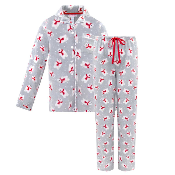Rene Rofe Microfleece Button-Up Pajama Gift Set With Notch Collar