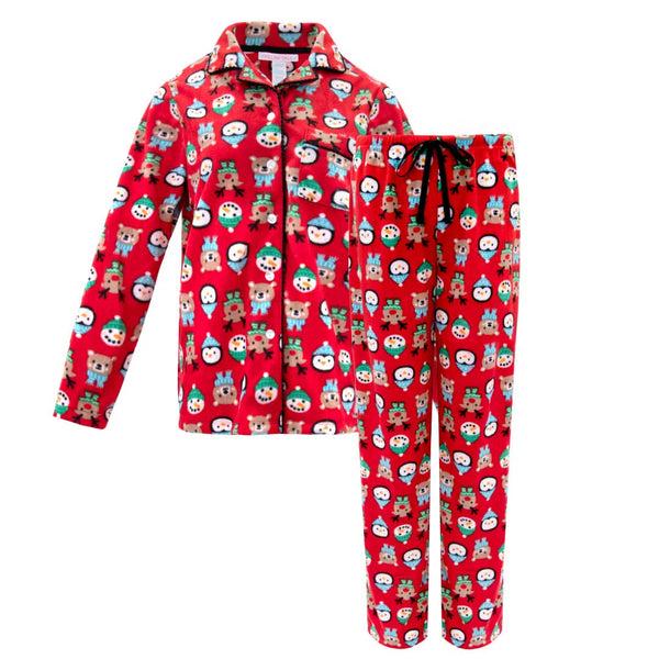 Rene Rofe Microfleece Button-Up Pajama Gift Set With Notch Collar
