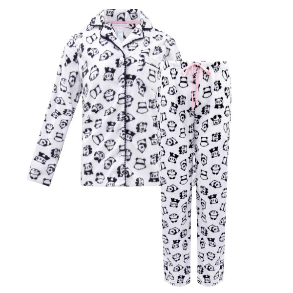 Rene Rofe Microfleece Button-Up Pajama Gift Set With Notch Collar