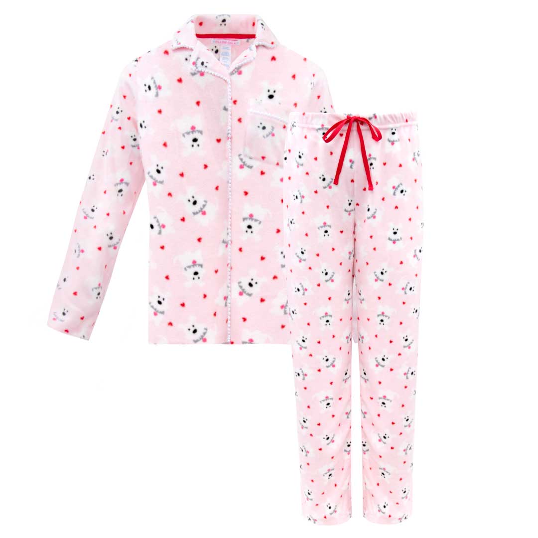 rene rofe Microfleece Button-Up Pajama Gift Set with Notch Collar