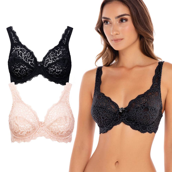 Rene Rofe 2 Pack Stretch Lace Unpadded Bras