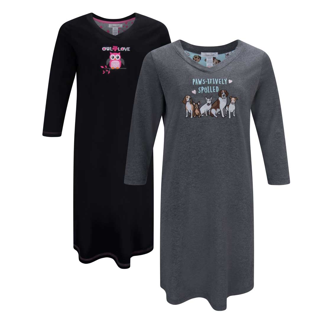 rene rofe 3/4 Sleeve Cotton Nightshirt