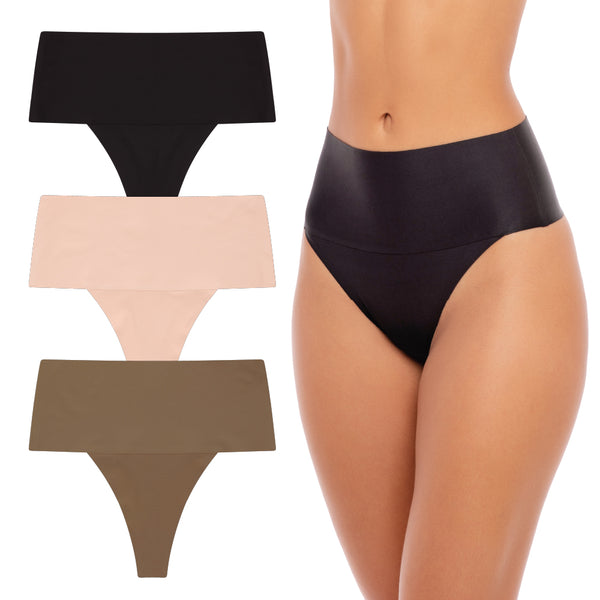Rene Rofe 3 Pack High Waist Shaping Thongs