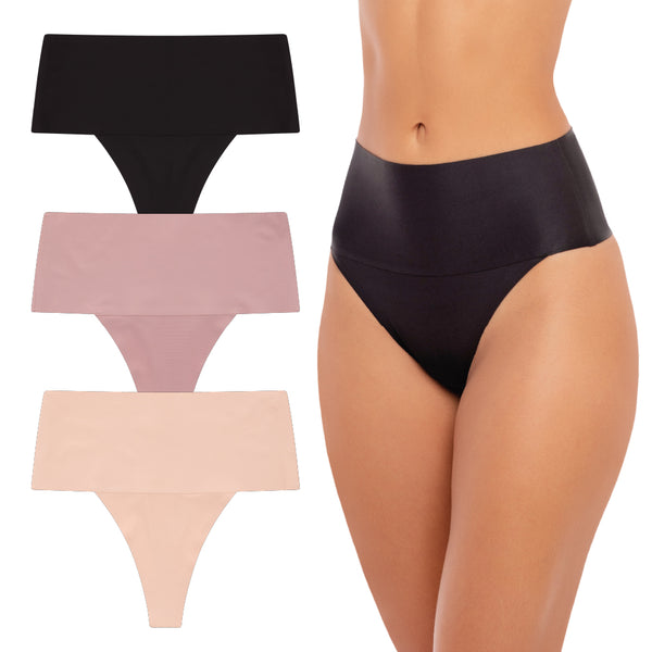 Rene Rofe 3 Pack High Waist Shaping Thongs