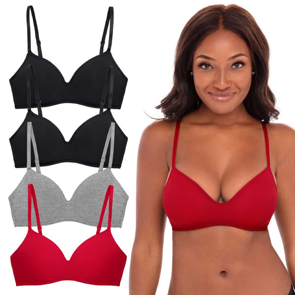 Rene Rofe 4 Pack Soft Foam Wireless T-Shirt Bra