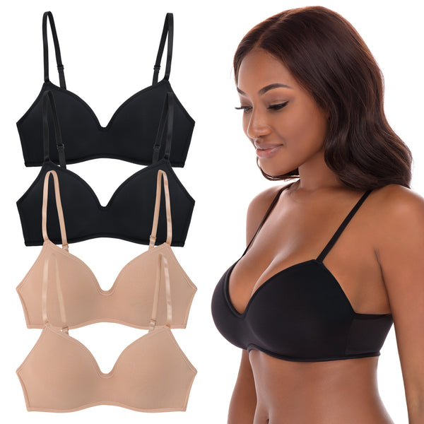 Rene Rofe 4 Pack Soft Foam Wireless T-Shirt Bra