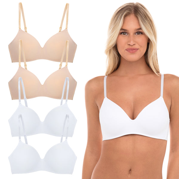 Rene Rofe 4 Pack Soft Foam Wireless T-Shirt Bra
