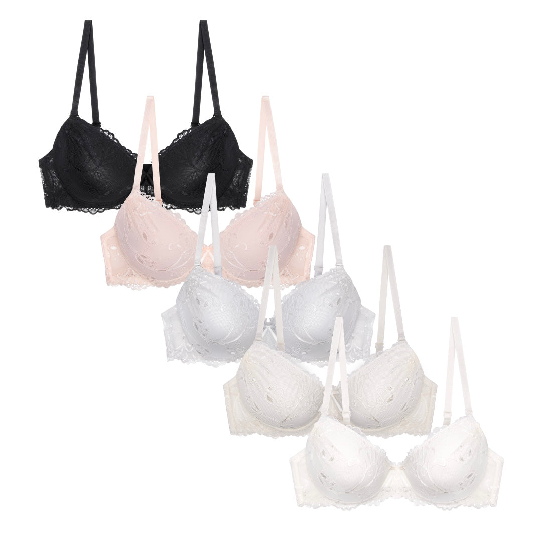 rene rofe 5 Pack Full Cup Lace Push Up Bras
