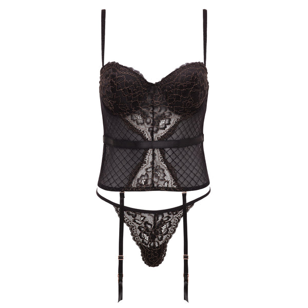 Rene Rofe Lurex Lace Bustier With G String Set